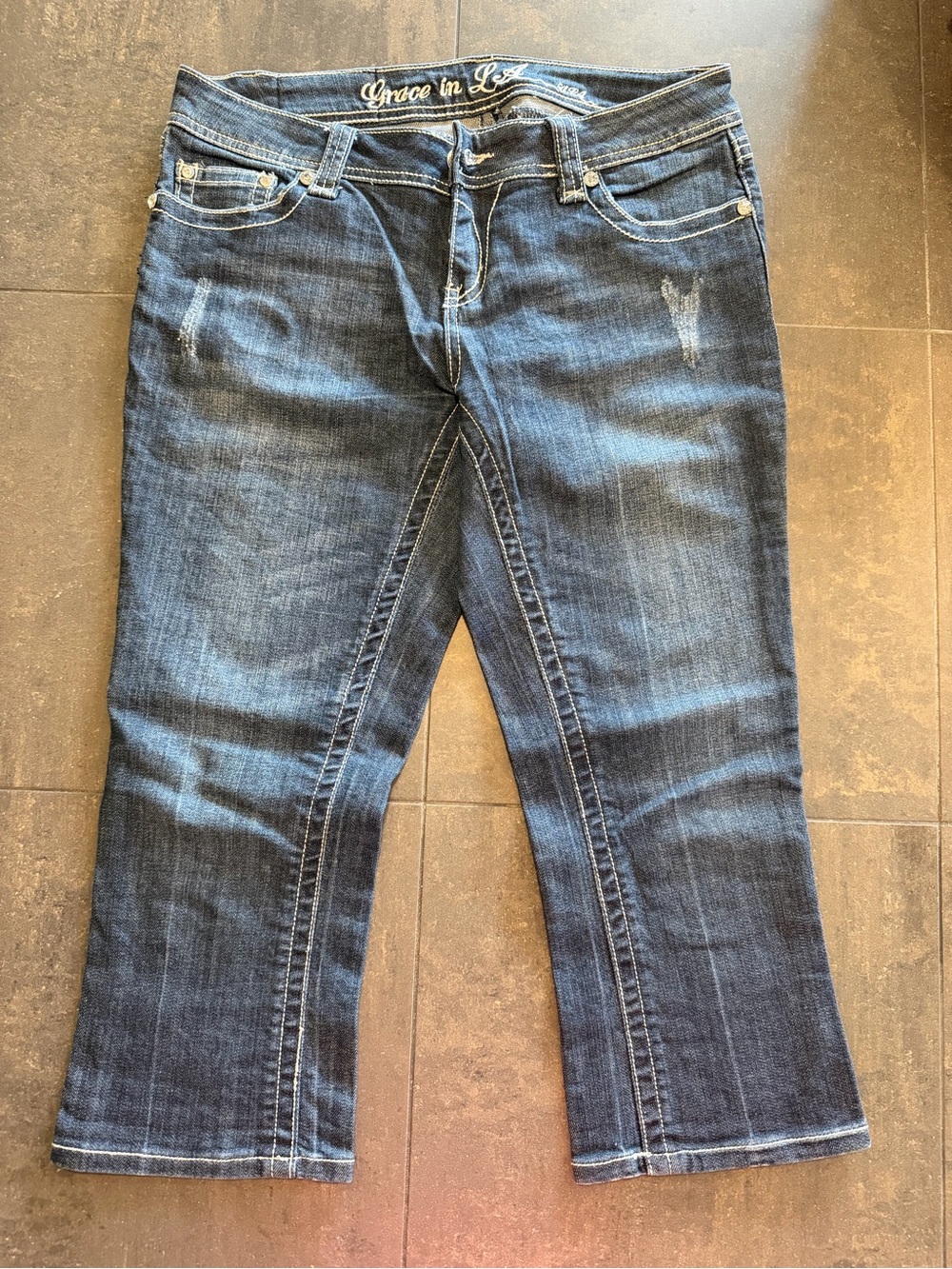 Grace in LA Dark Blue Women's 3/4 length Jeans